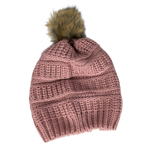 NWT * TREASURE & BOND Knit Pom Pom Beanie in Pink - Picture 9 of 9